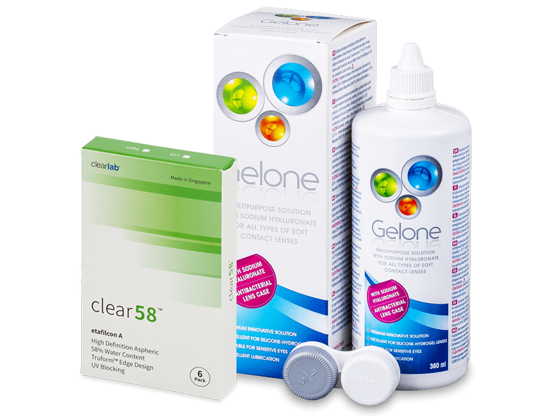 Clear 58 (6 läätse) + Gelone 360 ml