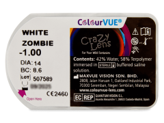 ColourVUE Crazy Lens - White Zombie - Korrigeerivad (2 läätse)