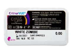 ColourVUE Crazy Lens - White Zombie - Ühepäevased läätsed 0-tugevusega (2 läätse)