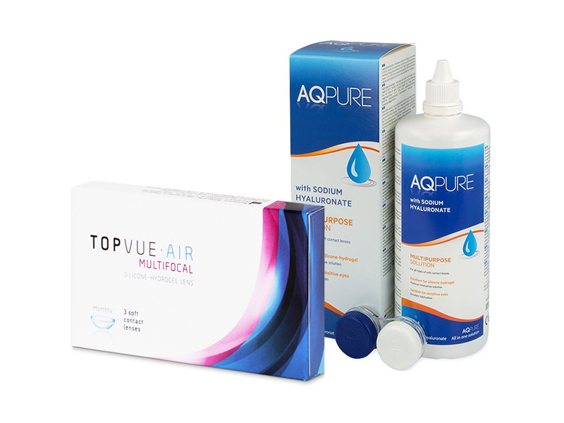 TopVue Air Multifocal (3 läätse) + AQ Pure Läätsevedelik 360 ml