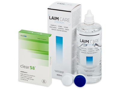 Clear 58 (6 läätse) + Laim Care 400 ml