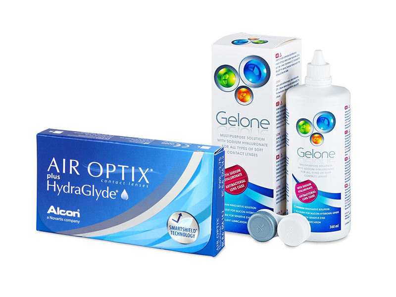 Air Optix plus HydraGlyde (6 läätse) + Gelone 360 ml