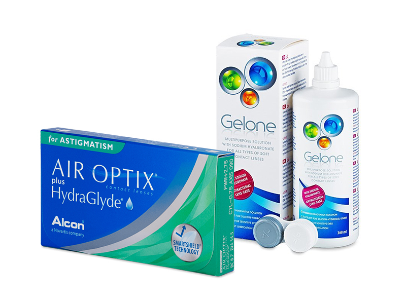 Air Optix plus HydraGlyde for Astigmatism (3 läätse) + Gelone 360 ml
