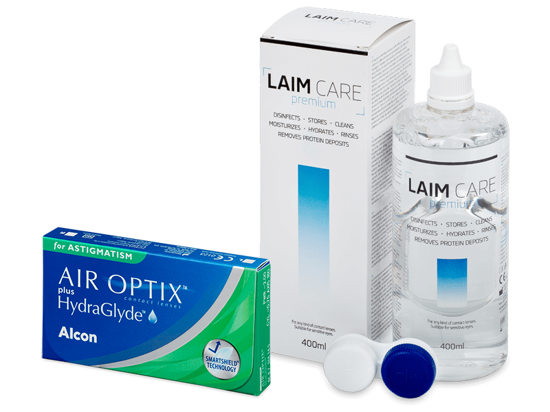 Air Optix plus HydraGlyde for Astigmatism (3 läätse) + Laim-Care 400 ml