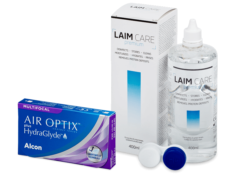 Air Optix plus HydraGlyde Multifocal (6 läätse) + Laim-Care 400 ml
