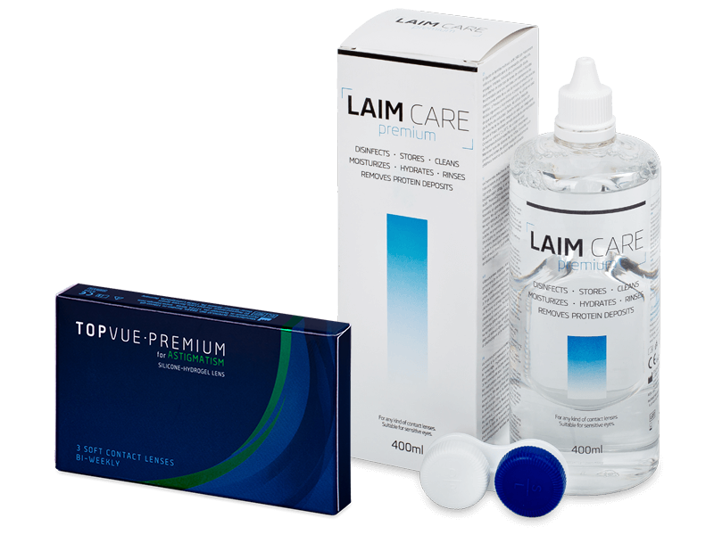 TopVue Premium for Astigmatism (3 läätse) + Laim-Care 400 ml