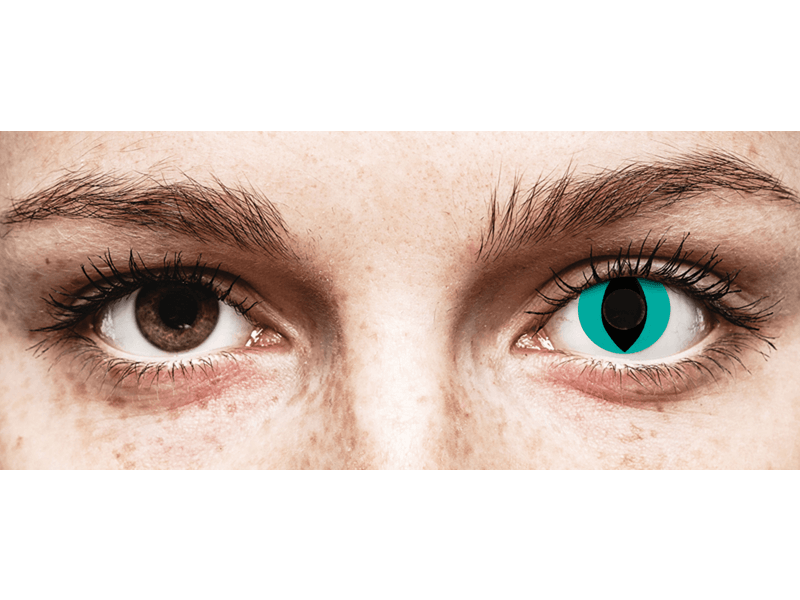 CRAZY LENS - Cat Eye Aqua - Ühepäevased läätsed 0-tugevusega (2 läätse)
