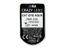 CRAZY LENS - Cat Eye Aqua - Ühepäevased läätsed 0-tugevusega (2 läätse)