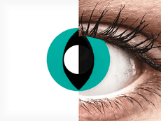 CRAZY LENS - Cat Eye Aqua - Ühepäevased läätsed 0-tugevusega (2 läätse)