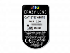 CRAZY LENS - Cat Eye White - Ühepäevased läätsed 0-tugevusega (2 läätse)