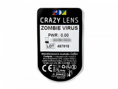 CRAZY LENS - Zombie Virus - Ühepäevased läätsed 0-tugevusega (2 läätse)