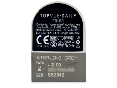 TopVue Daily Color - Sterling Grey - Ühepäevased läätsed Korrigeerivad (2 läätse)